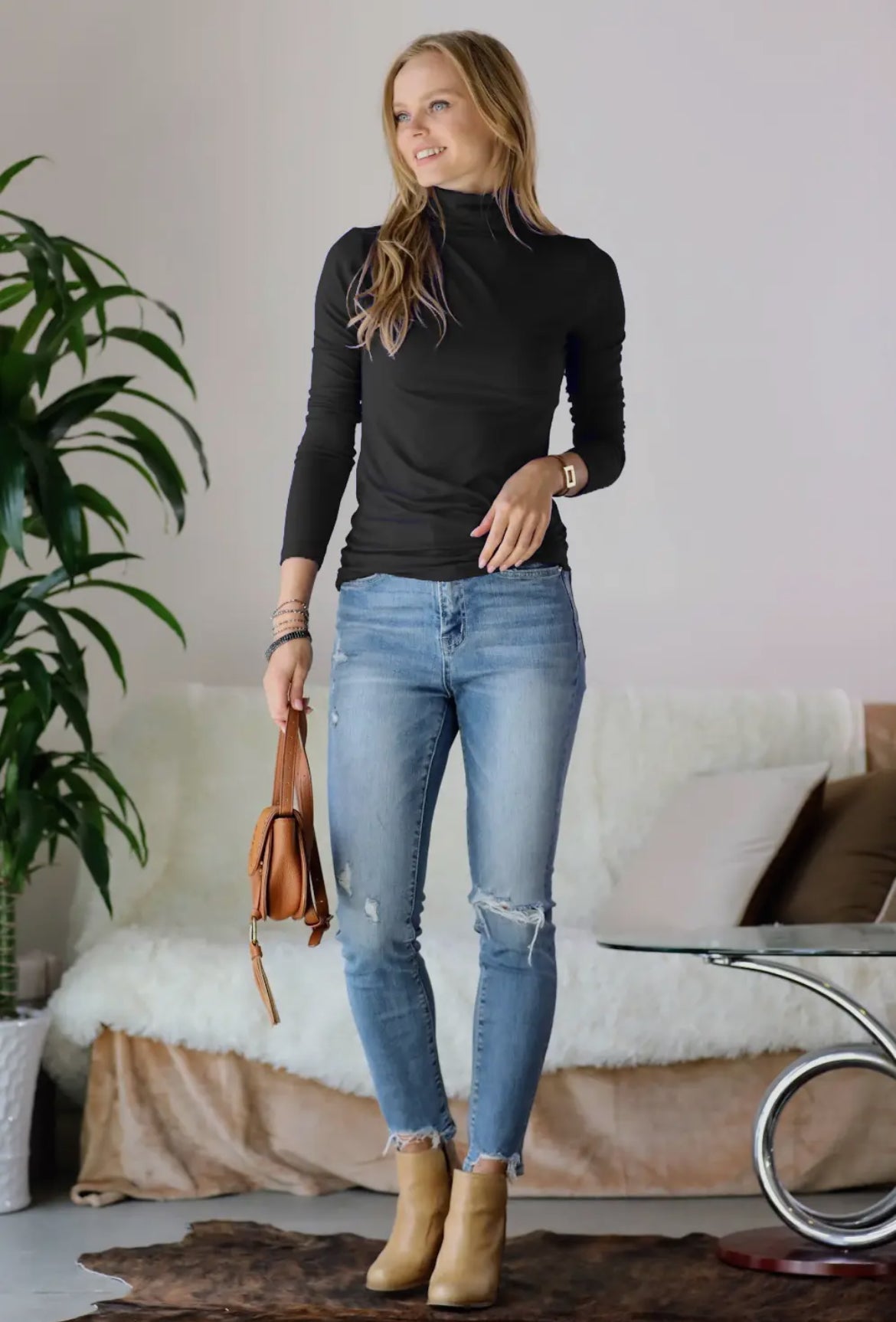 Mock Neck Long Sleeve Top