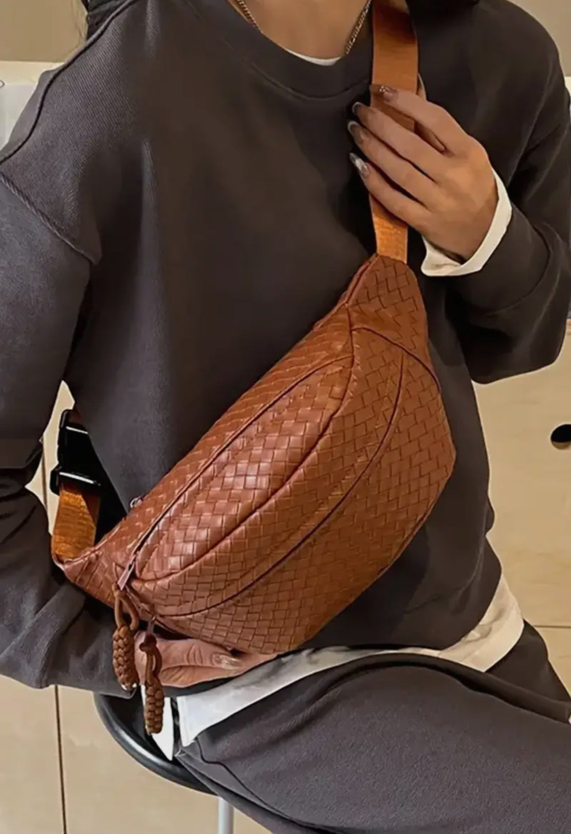 Faux Leather Woven “Atlas” Crossbody Bag