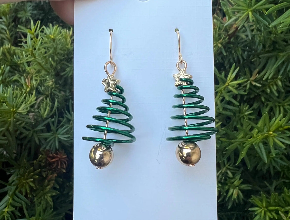 Christmas 🎄 Tree Coil Earrings!