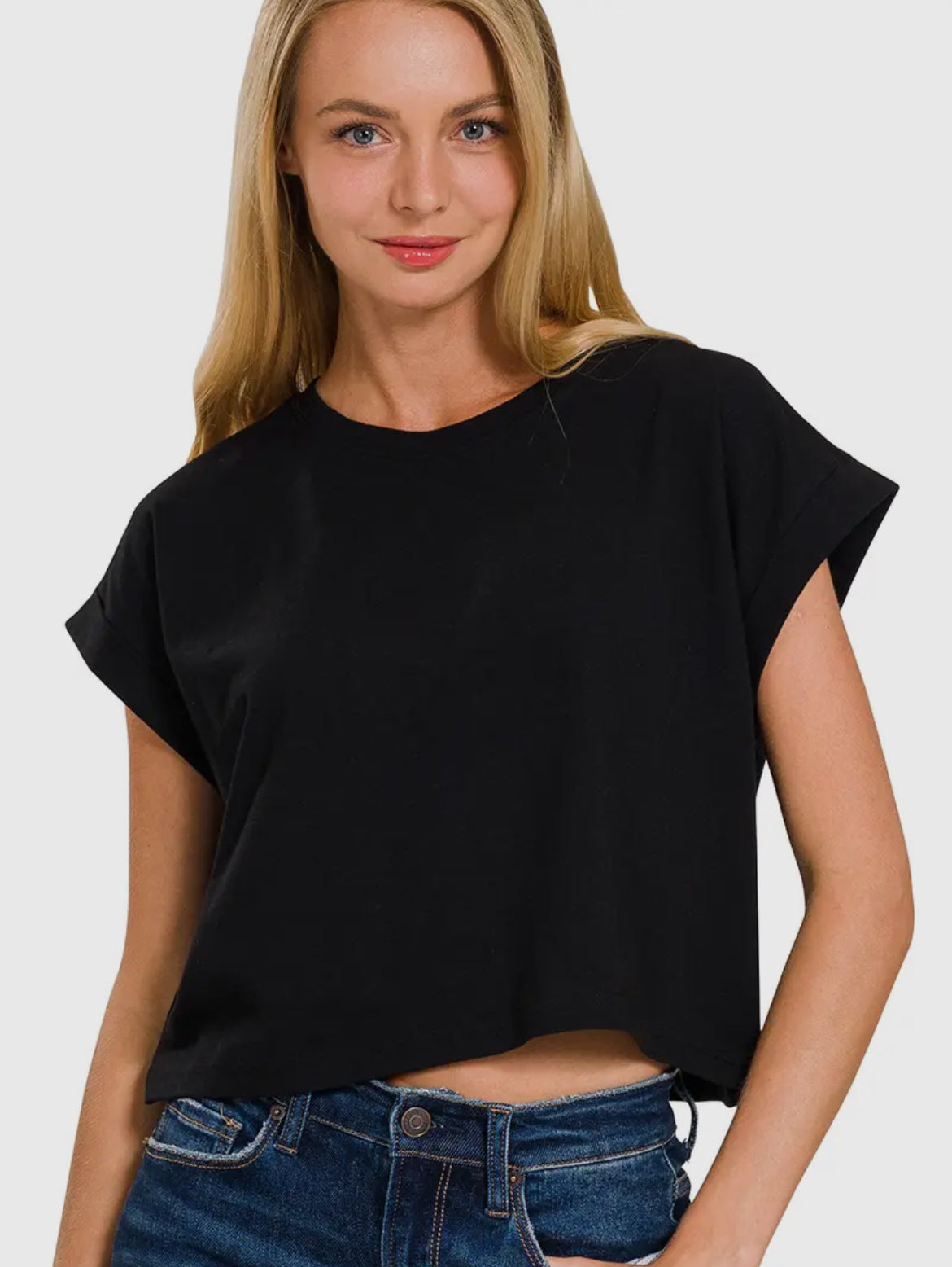 Cotton Short Sleeve Crop Tee