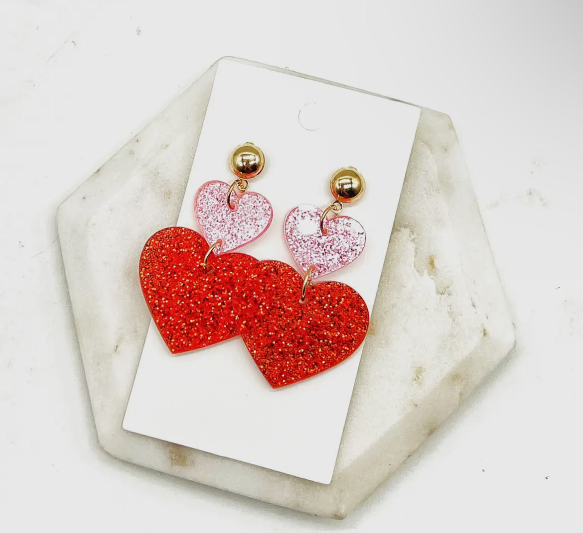 Glitter Heart Earrings 🩷❤️