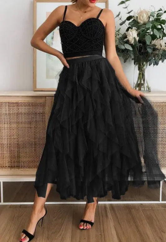 A-Line Tulle Maxi Skirt