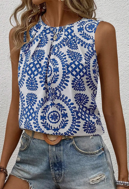 Vintage Pintuck Sleeveless Top