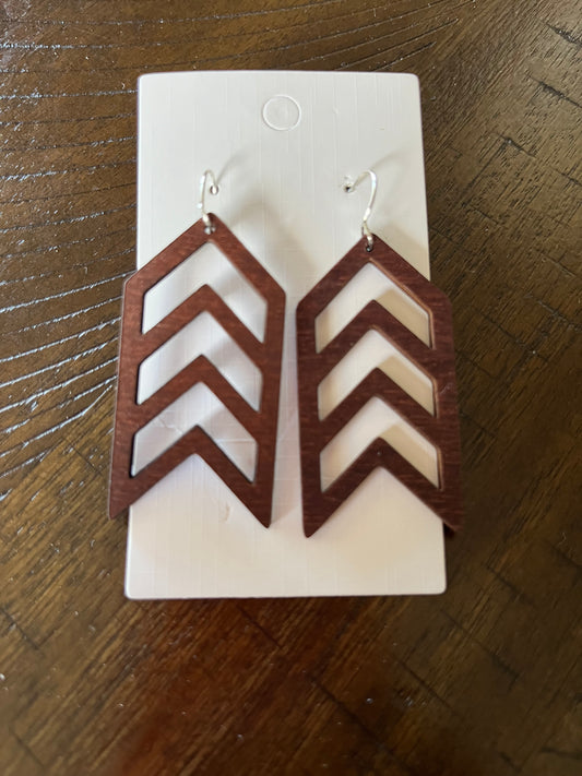 Chevron Wood Statement Earrings