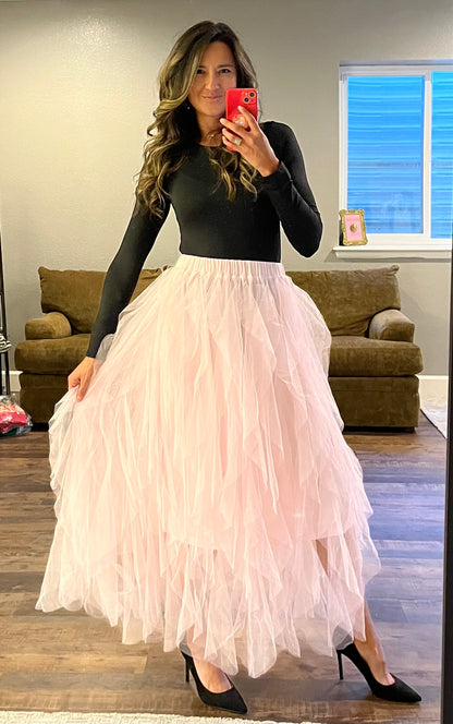 A Line Tulle Skirt - Pink