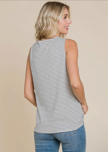 Twist Neck Striped Tank