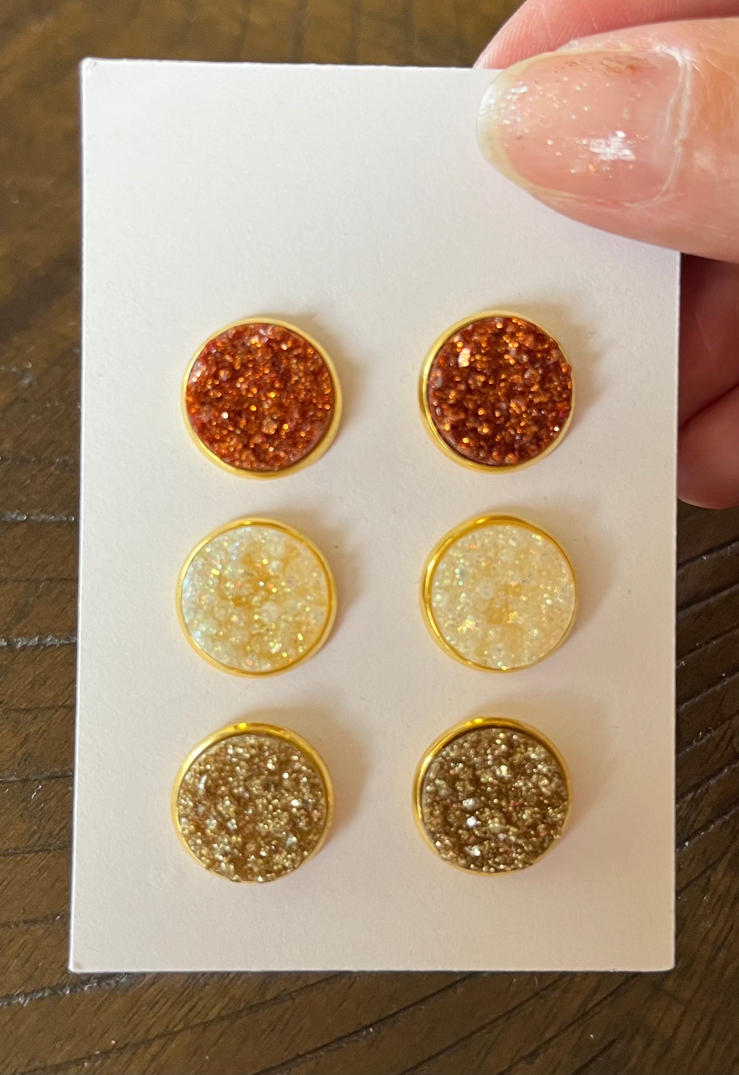 Set of 3 Fall Fest Druzy Studs