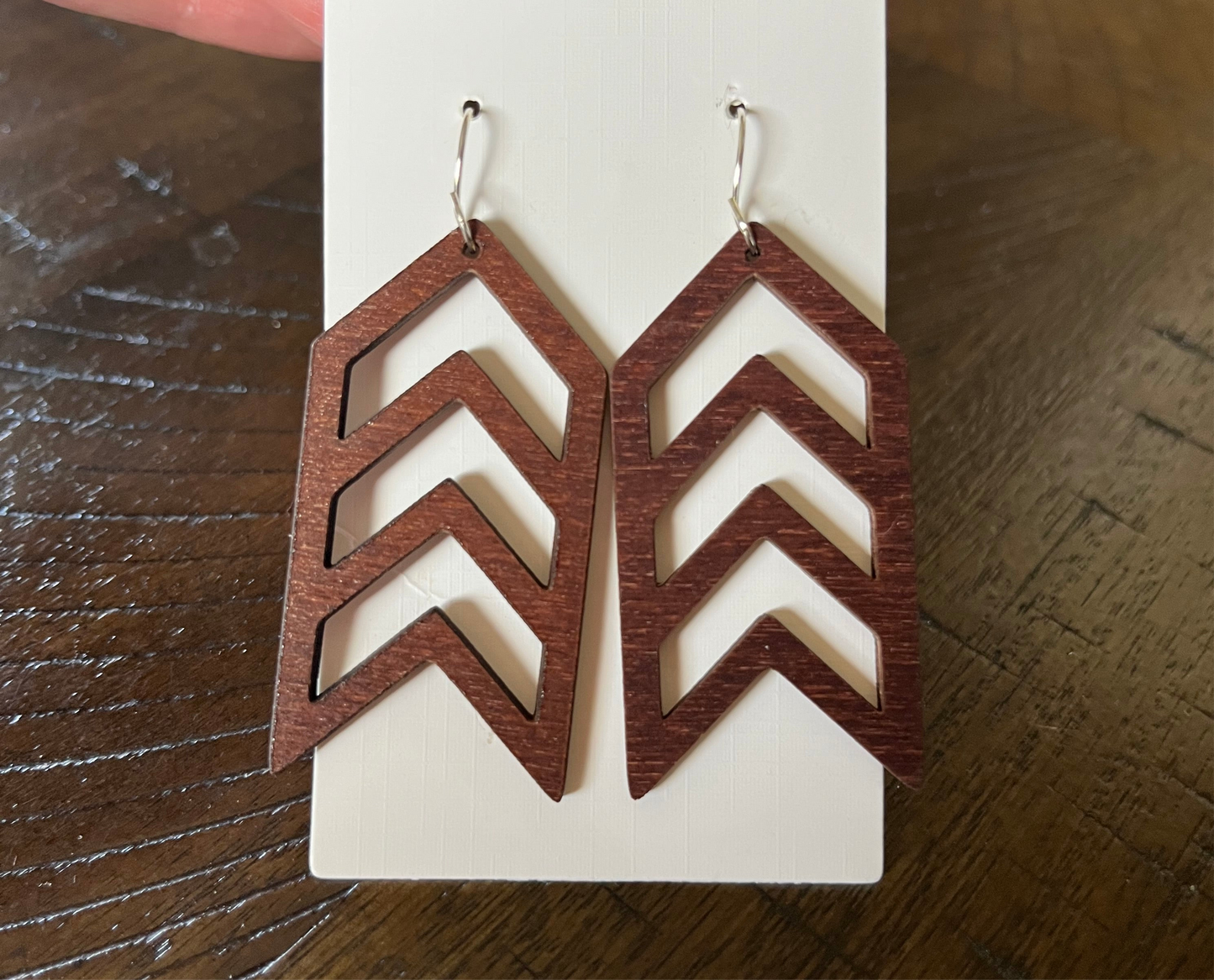 Chevron Wood Statement Earrings