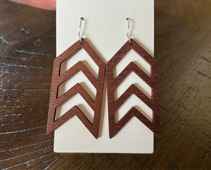 Chevron Wood Statement Earrings