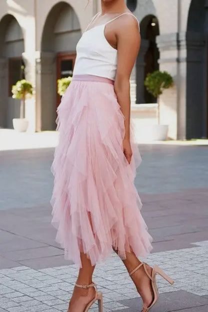 A Line Tulle Skirt - Pink