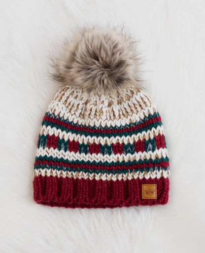 Striped Pom Beanie