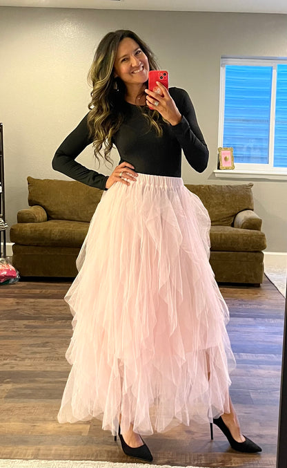 A Line Tulle Skirt - Pink