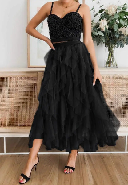 A-Line Tulle Maxi Skirt