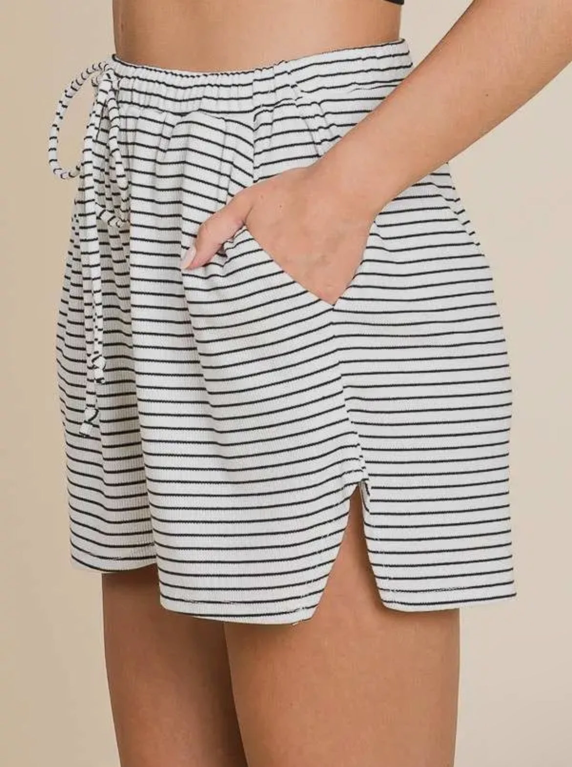 Striped Drawstring Casual Short