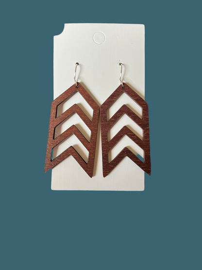 Chevron Wood Statement Earrings