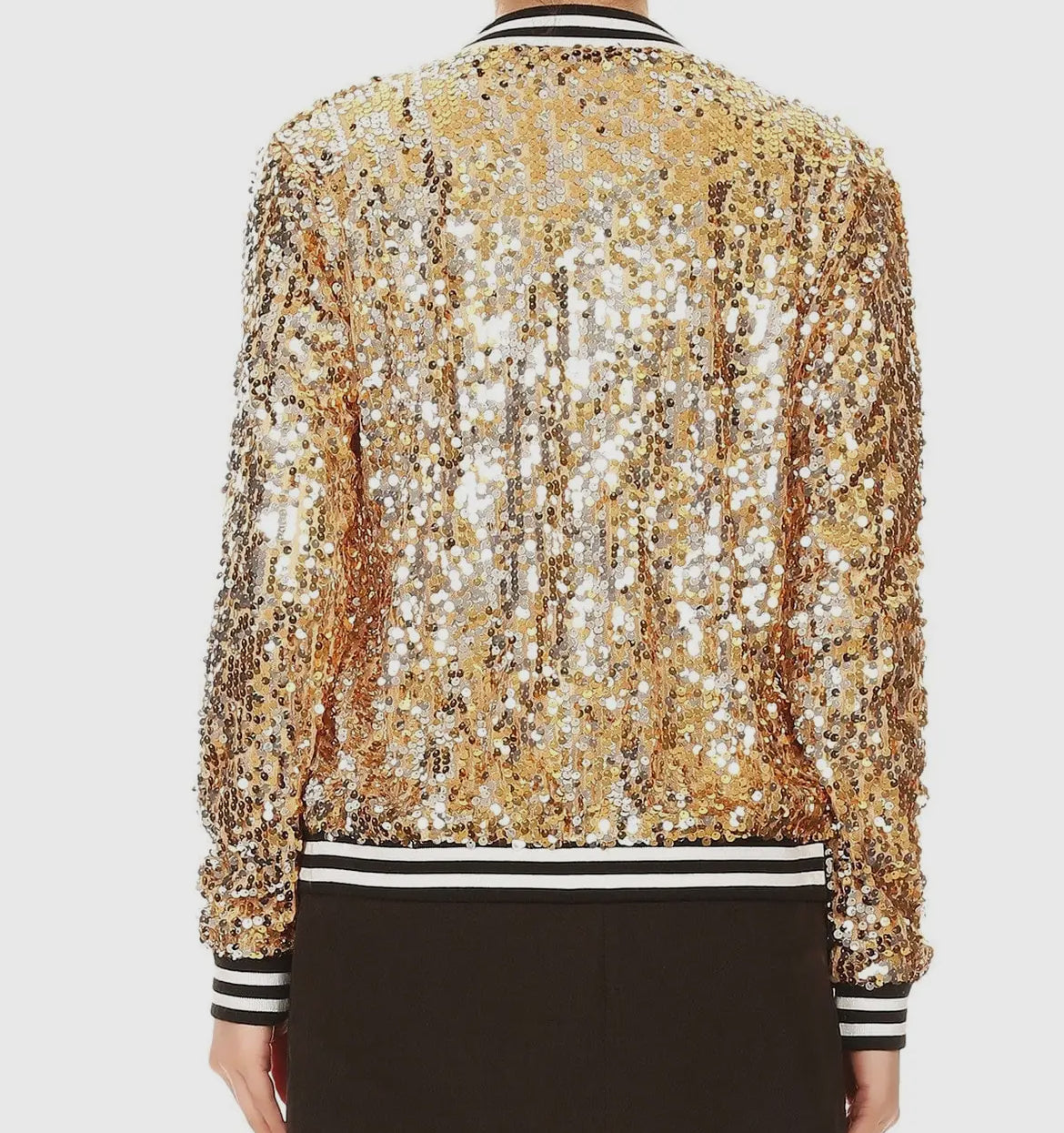 Gold Sequin Bomber Jacket