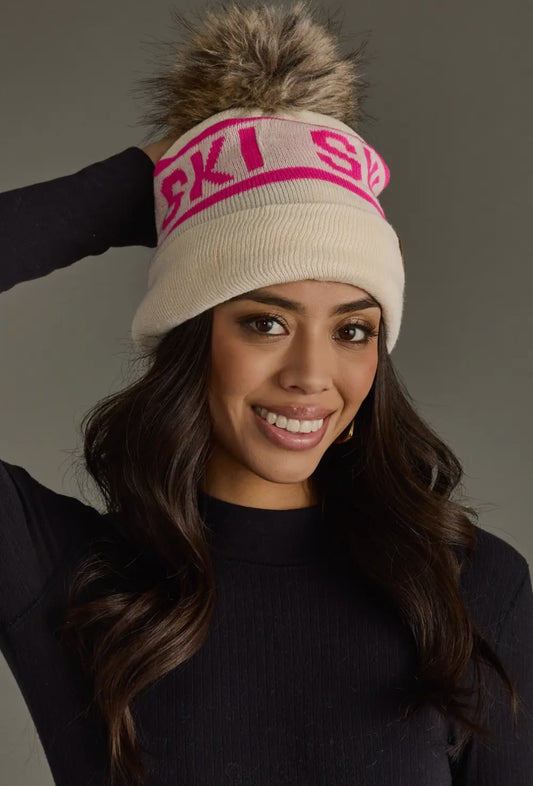 SKI Pom Beanie - Pink
