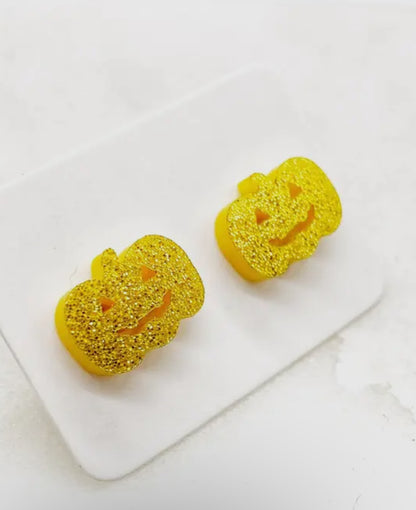 Glitter Pumpkin Earrings