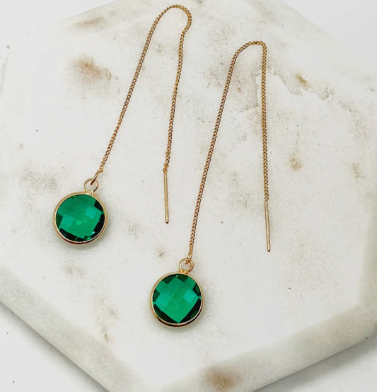 Emerald Green Threader Earrings