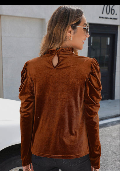 Velvet Puff Sleeve Top