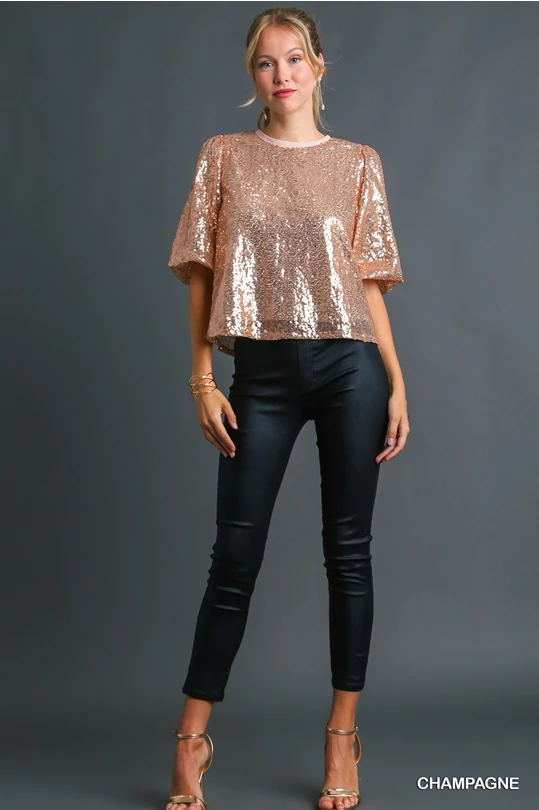 Sequin Tie Back Blouse