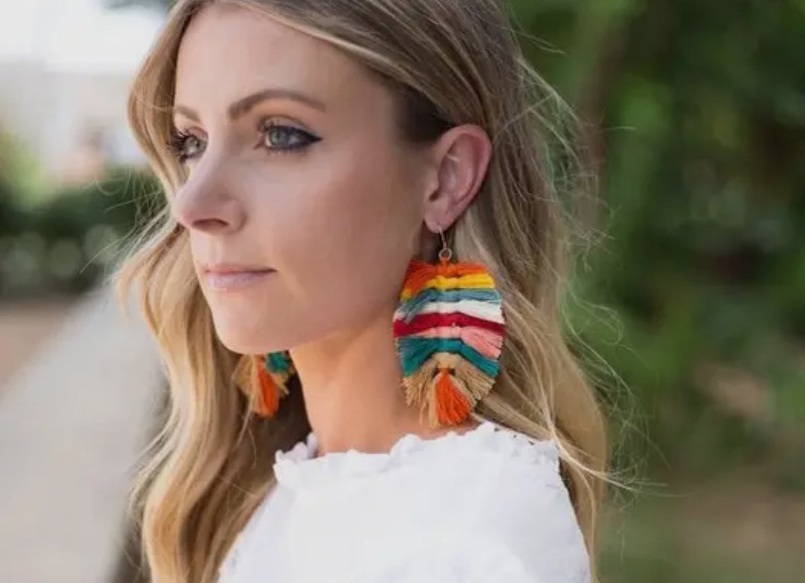 Macrame Leaf Earrings