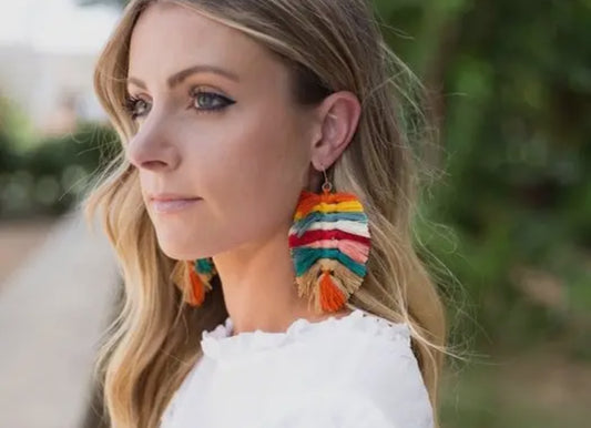 Macrame Leaf Earrings