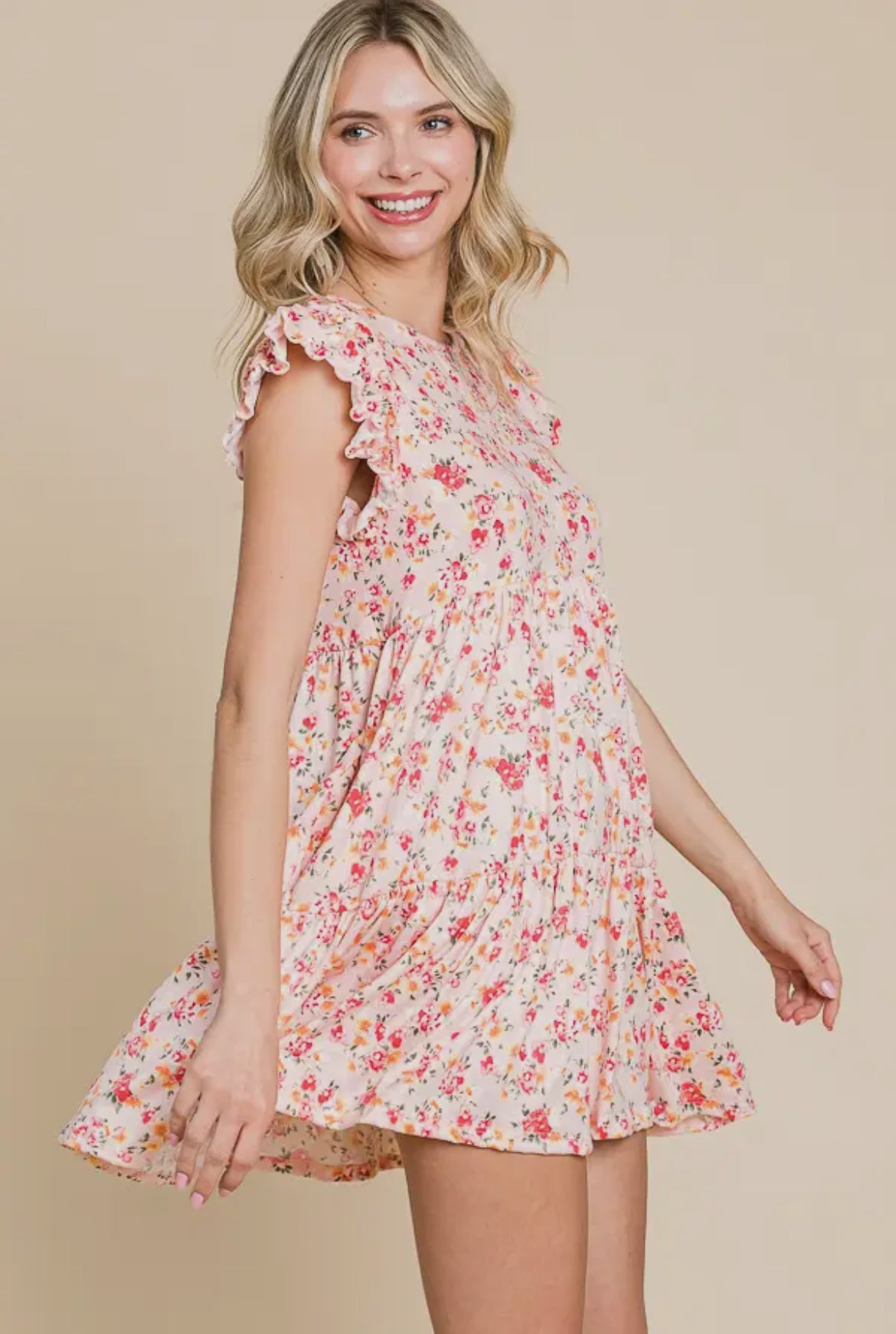 Annabelle Pink Floral Mini Dress