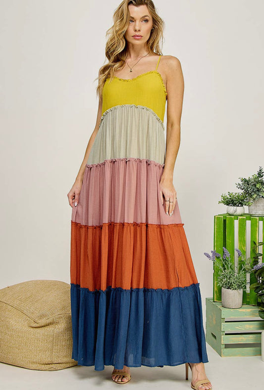 Color Block Maxi Dress