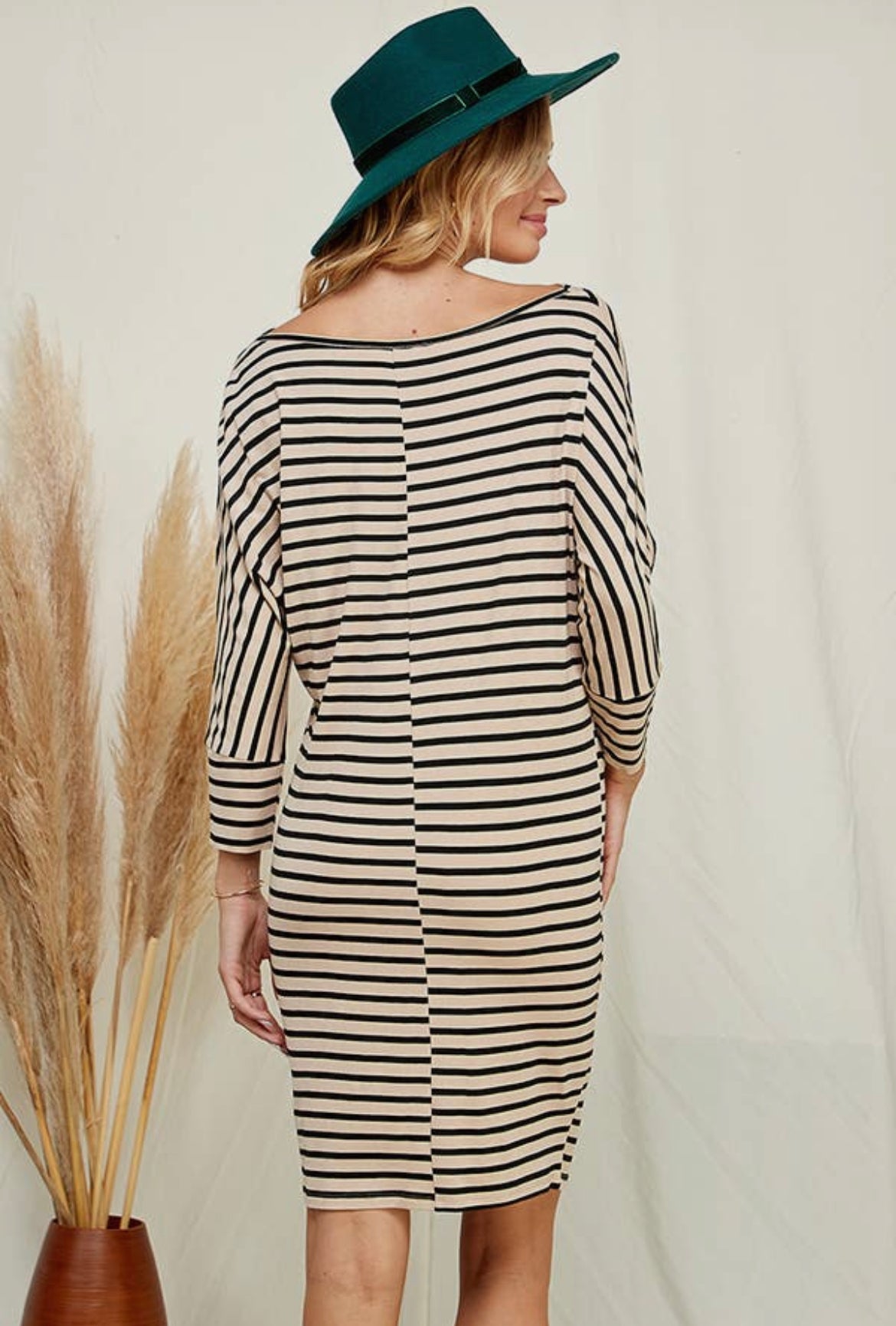 Dolman Sleeve Striped Dress