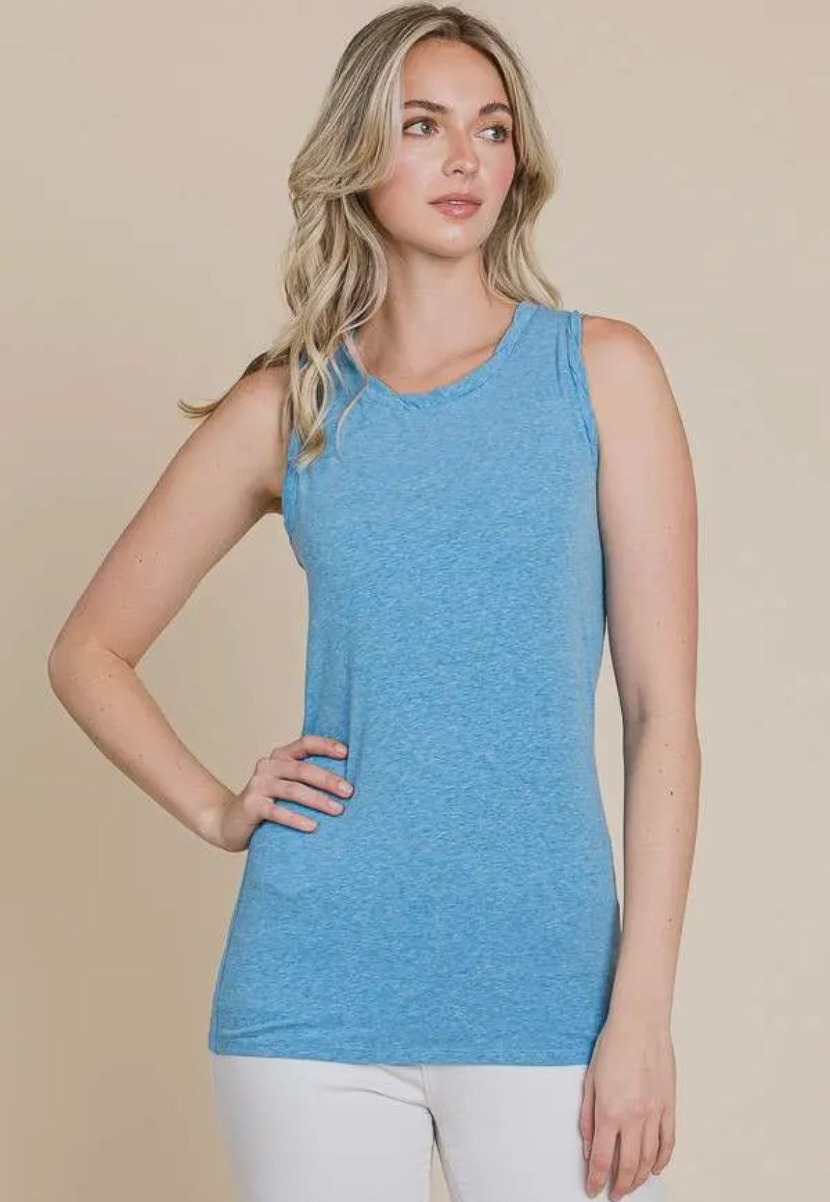 Twist Neck Tank Sapphire Blue