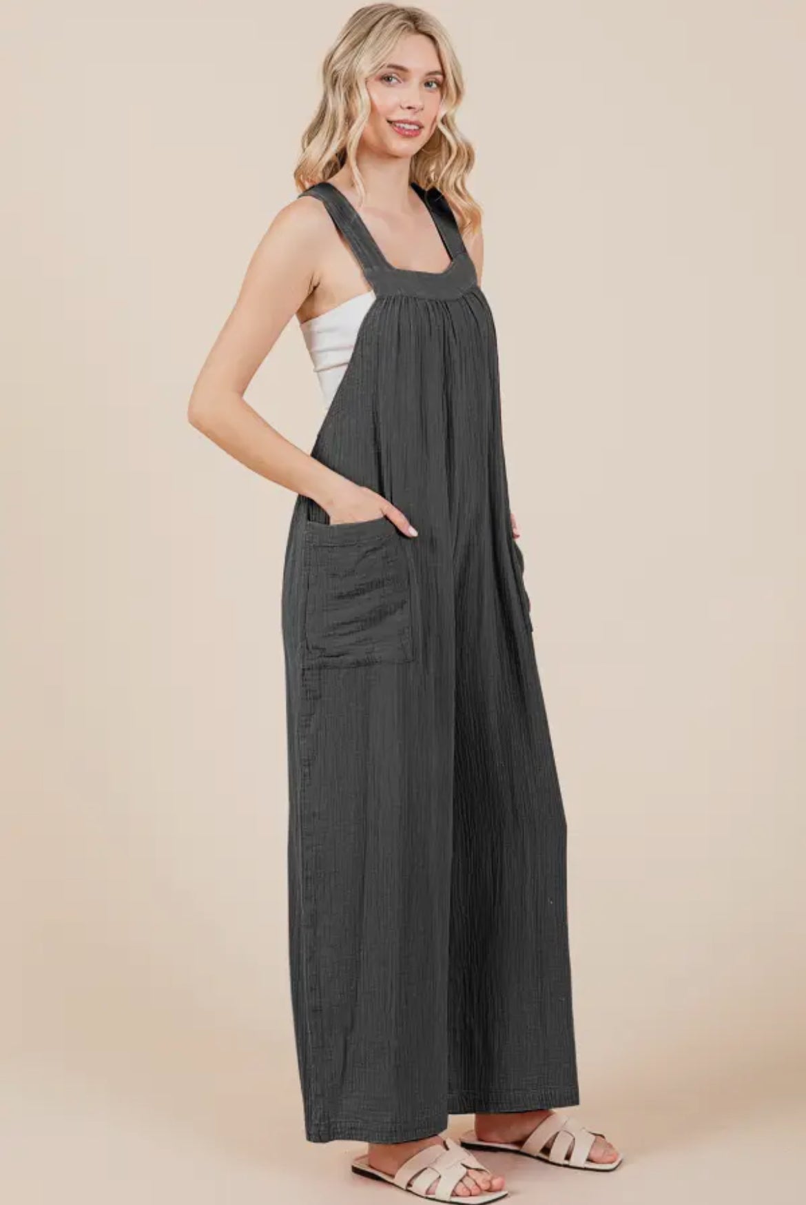 Gauze Tie Back Jumpsuit