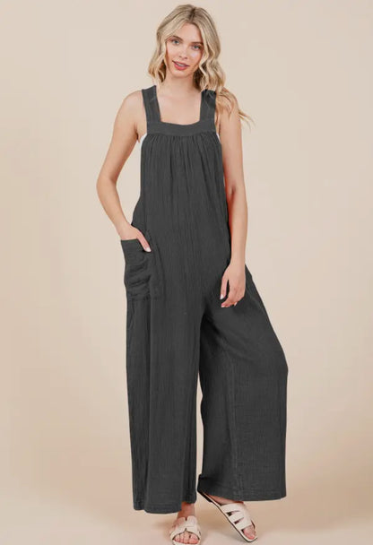 Gauze Tie Back Jumpsuit