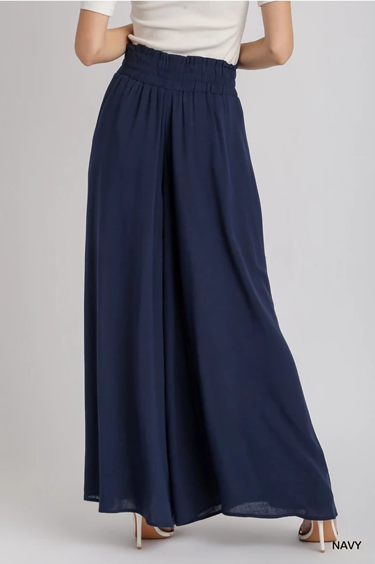 Navy Wide Leg Palazzo Pant