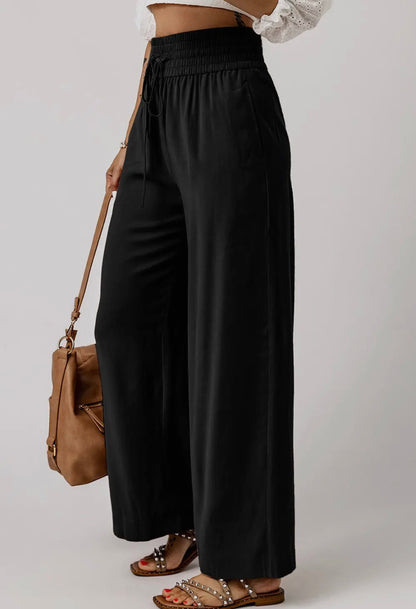 Elastic Waist Wide Leg Pant