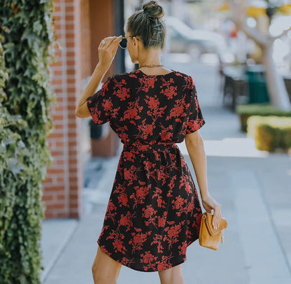 Floral Print Short Sleeve Dress