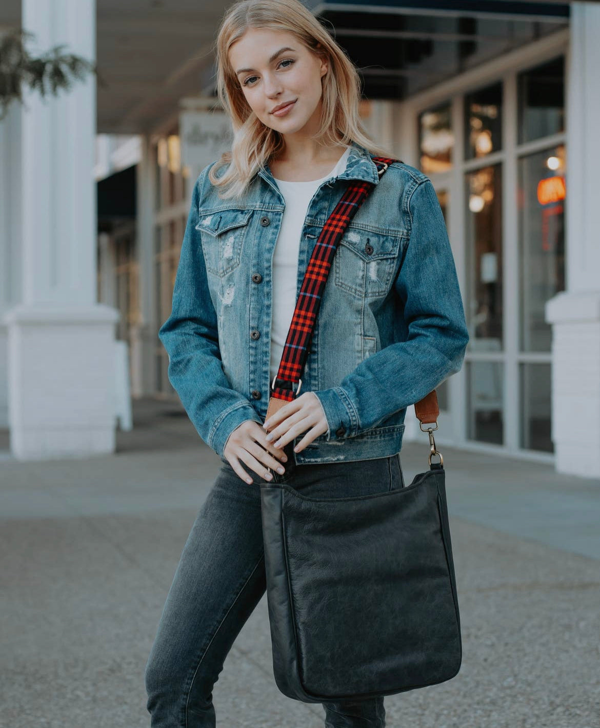 Black Leather Shoulder Tote