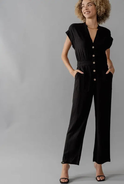 Cap Sleeve Straight Leg Jumpsuit