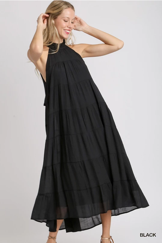 Halter Neck Tiered Maxi Dress