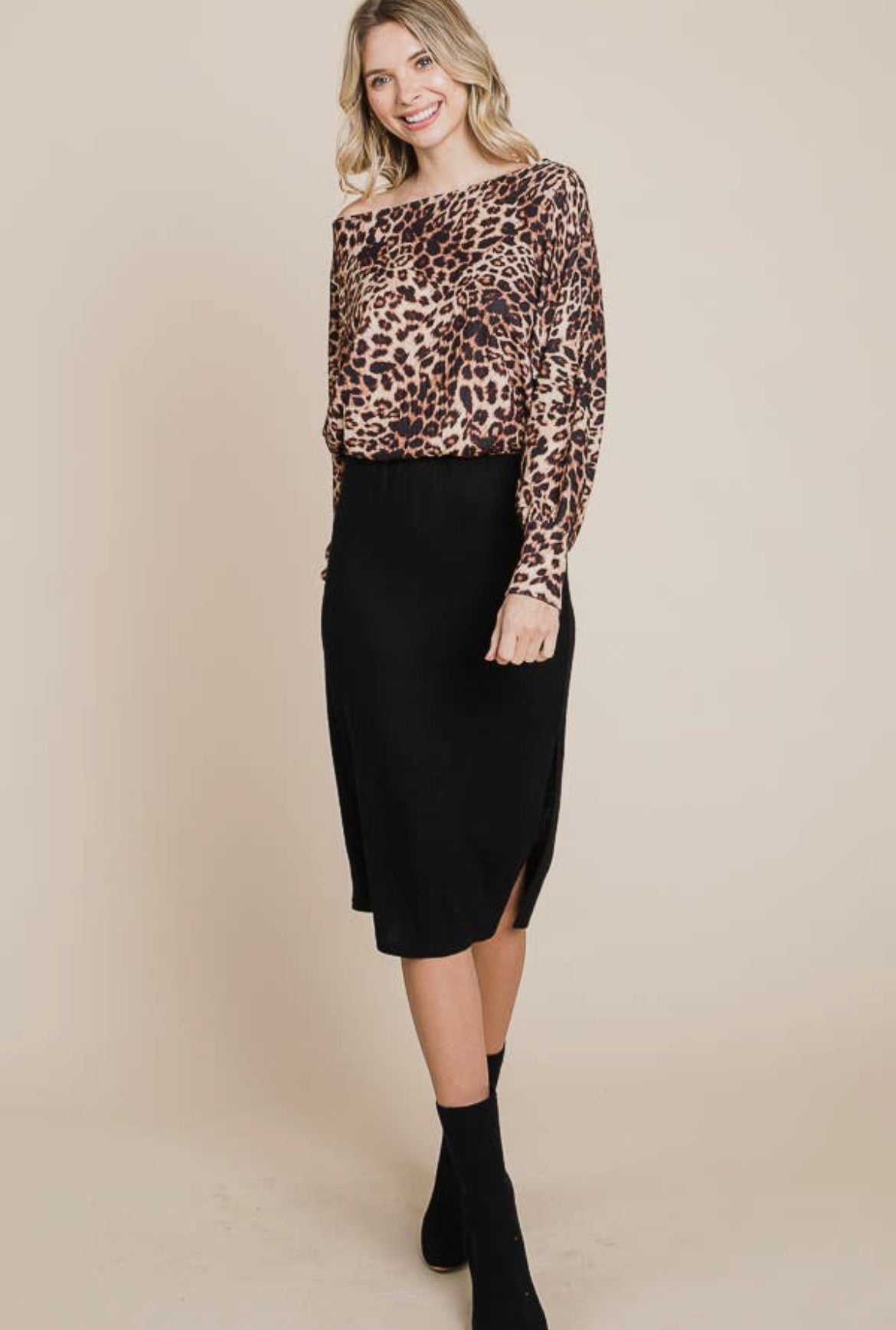 Leopard Print Midi Dress