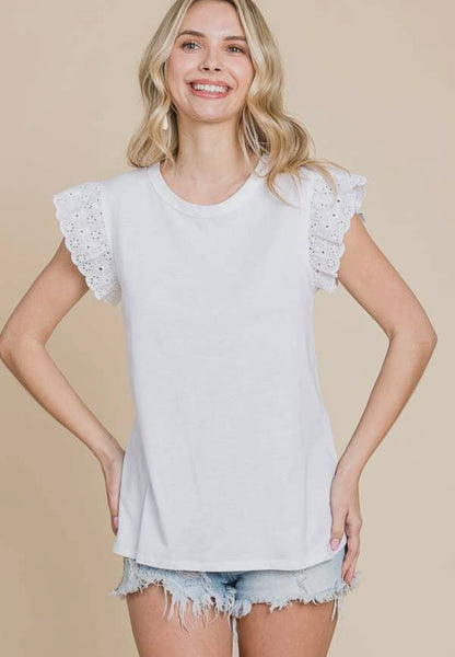 Eyelet Cap Sleeve Top