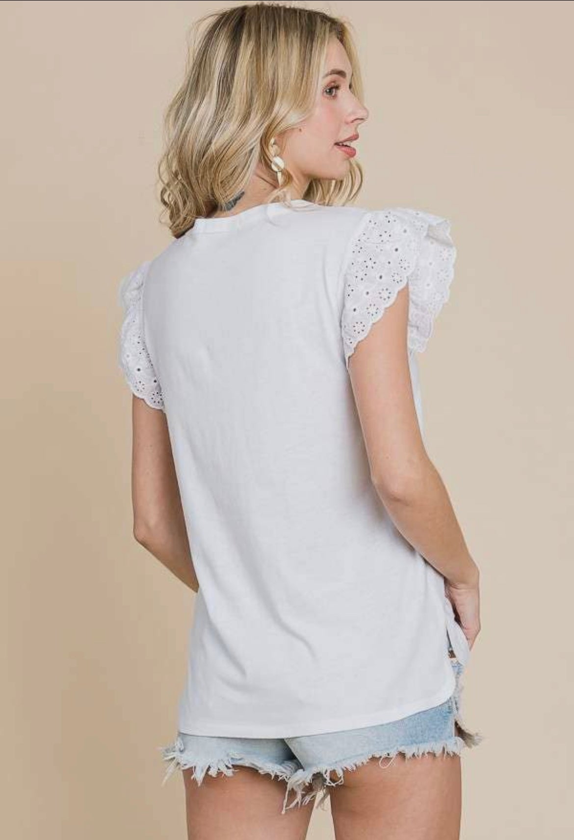 Eyelet Cap Sleeve Top