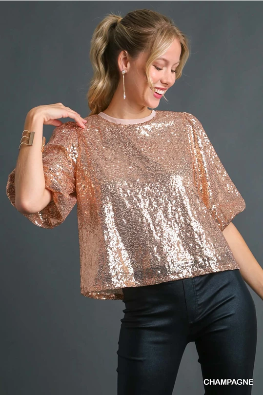 Sequin Tie Back Blouse