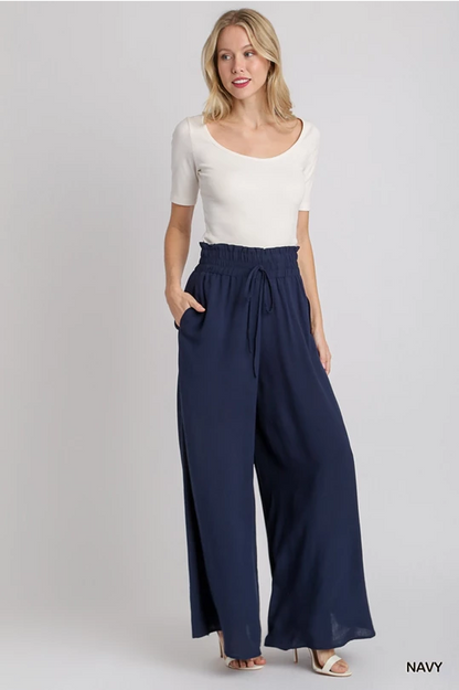 Navy Wide Leg Palazzo Pant