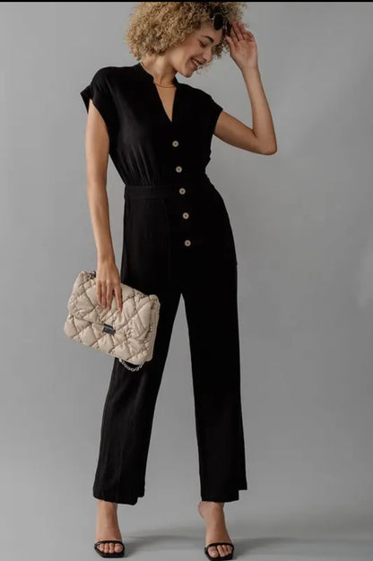 Cap Sleeve Straight Leg Jumpsuit