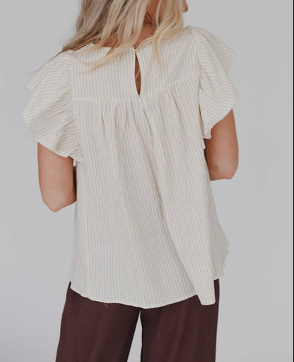 Embroidered Ruffle Sleeve Blouse