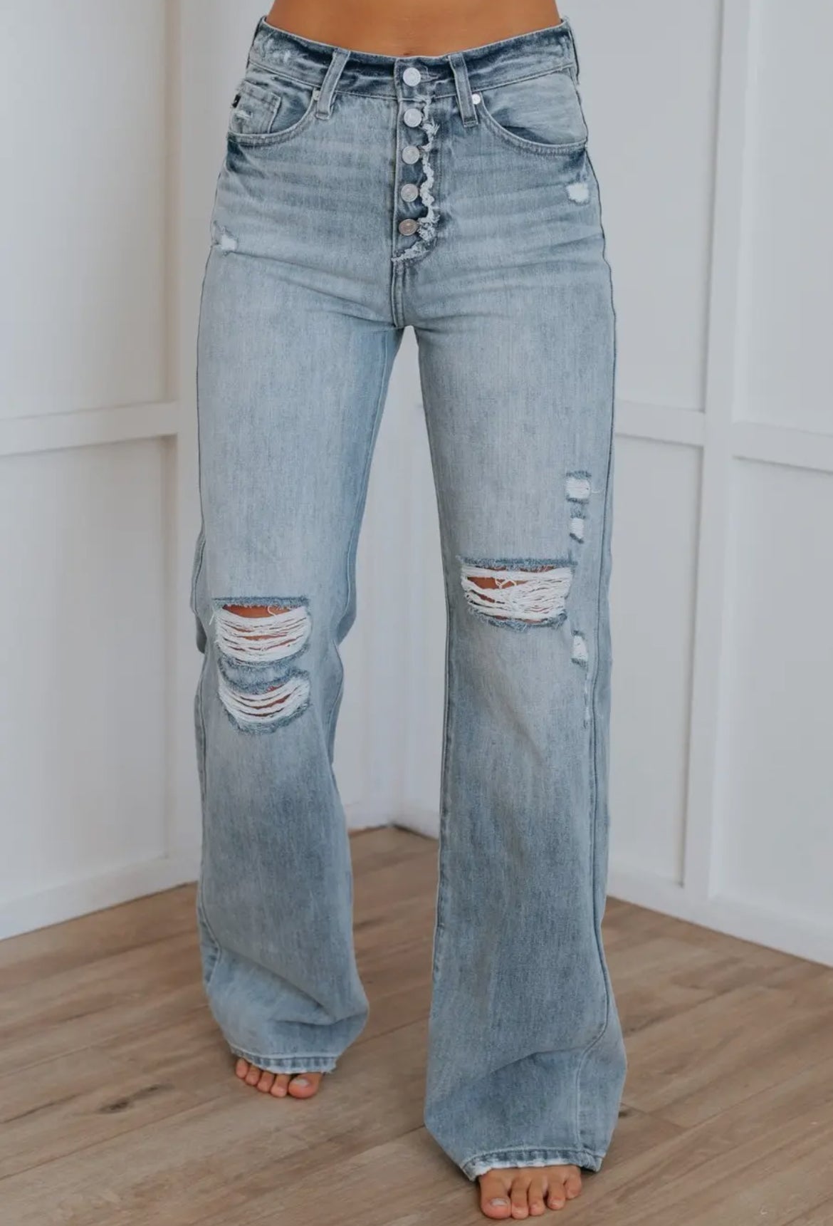 Wide Leg Button Fly Jean