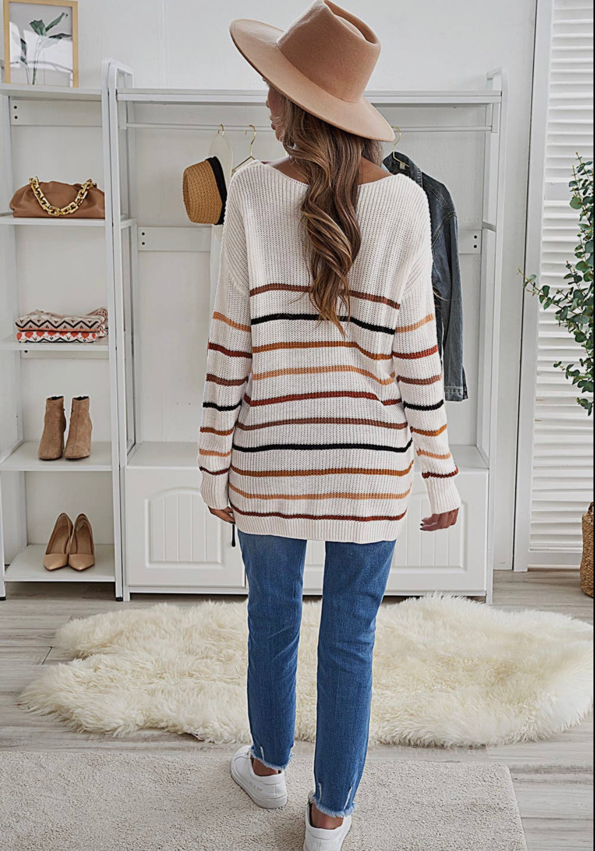 Striped V-Neck Sweater