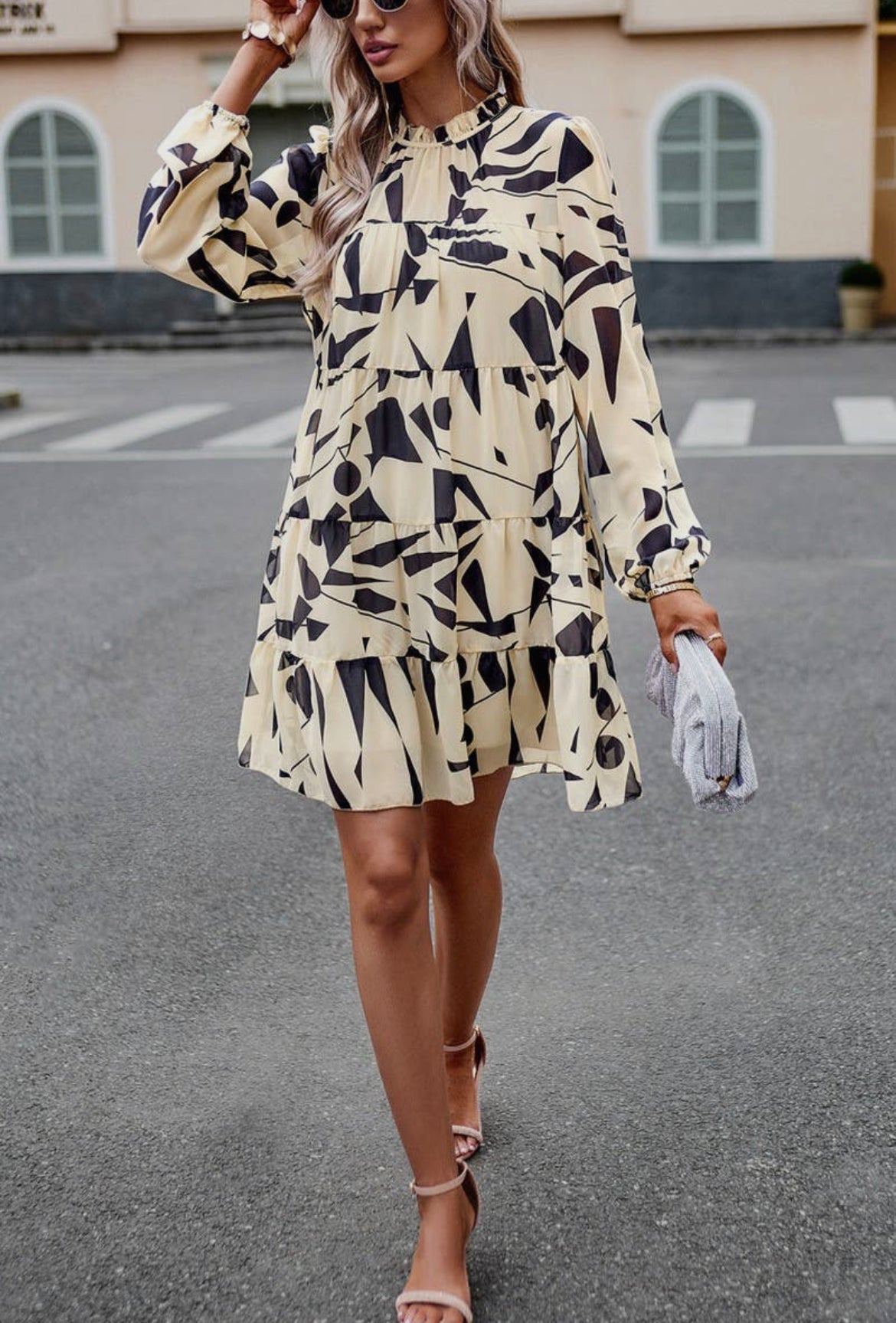 High Neck Long Sleeve Dress