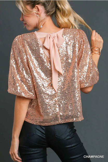 Sequin Tie Back Blouse